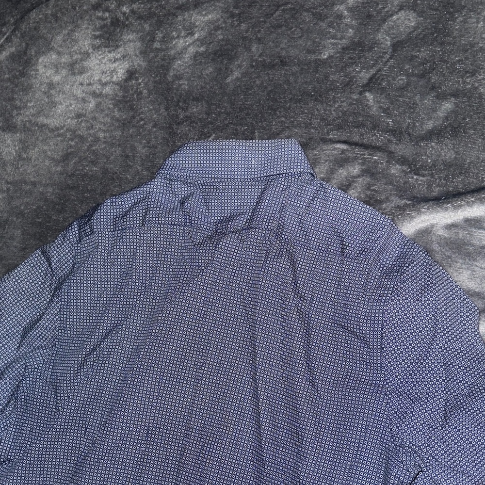 Express Men's Navy Patterned Button Down Shirt - image 6